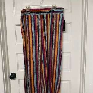 Robert Louis Multicolor Striped Button-Front Wide-Leg Pants